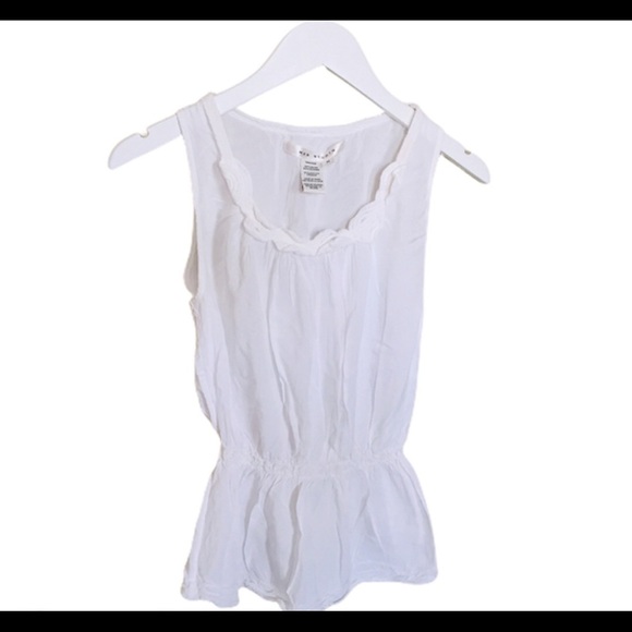 MAX STUDIO Braid Trim Sleeveless Blouse/Top With Scoop Neck Ivory White Medium - Picture 5 of 10